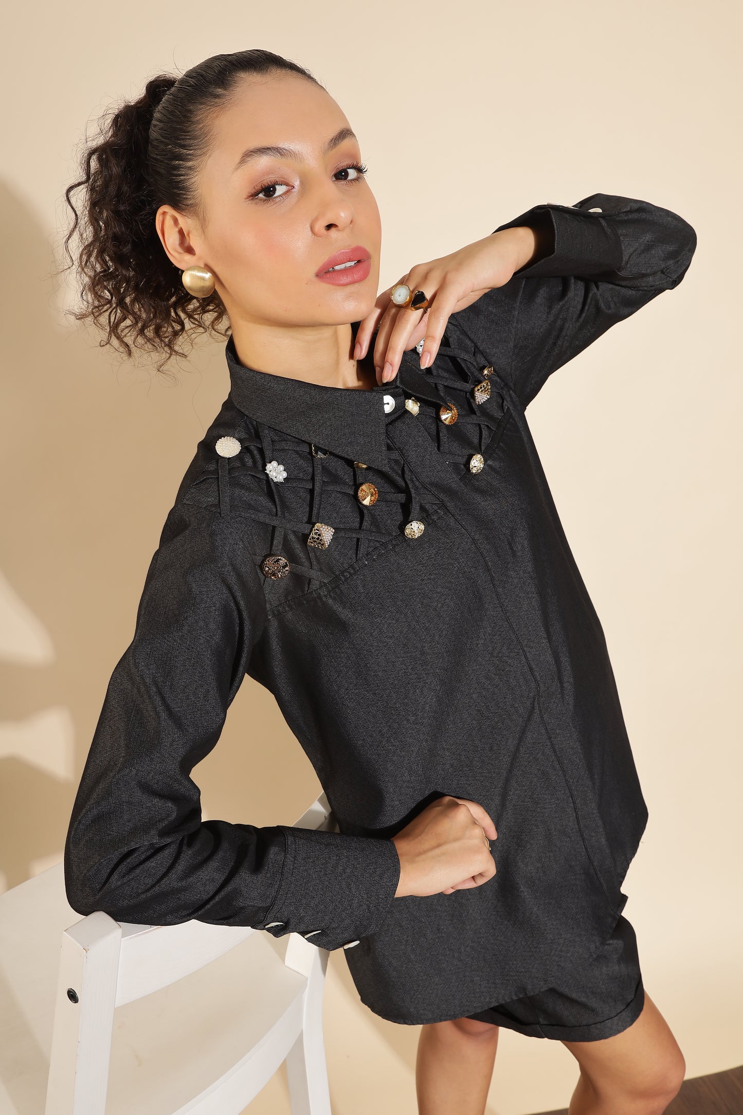 Black Shirt & Shorts Set