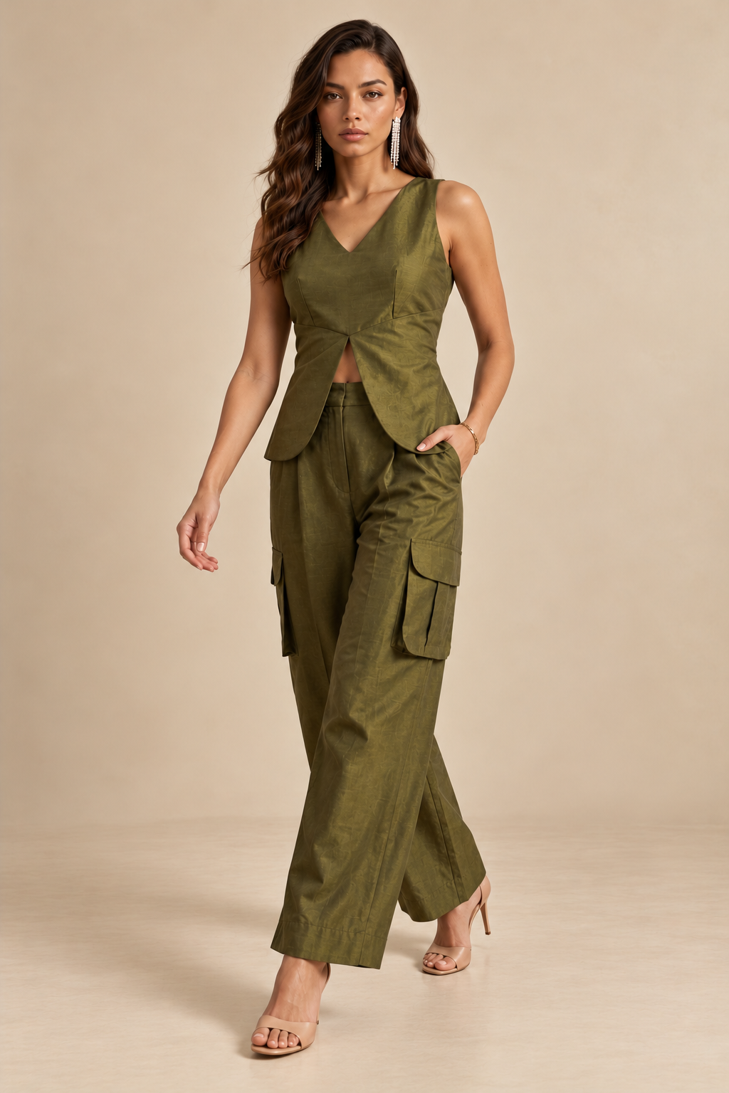 Olive Luxe – Tailored Two-Piece Co-Ord Set