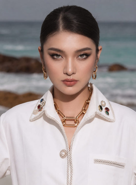 White Embellished Shirt