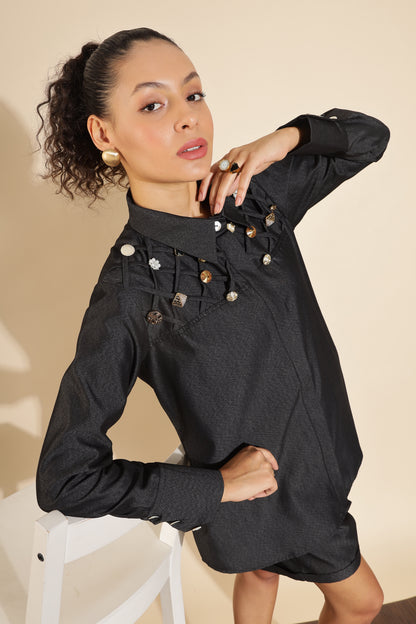 Black Shirt & Shorts Set