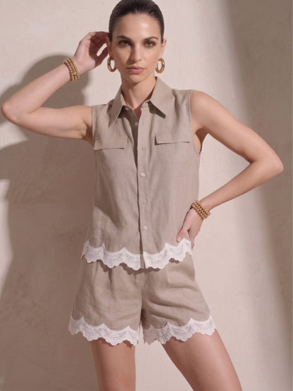 Taupe Shirt & Short Set