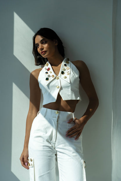 White Waist Coat and Pants