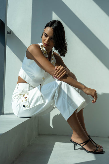 White Waist Coat and Pants