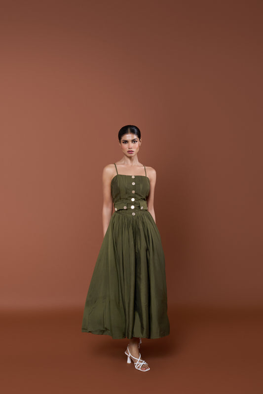 Green Strappy Long Dress