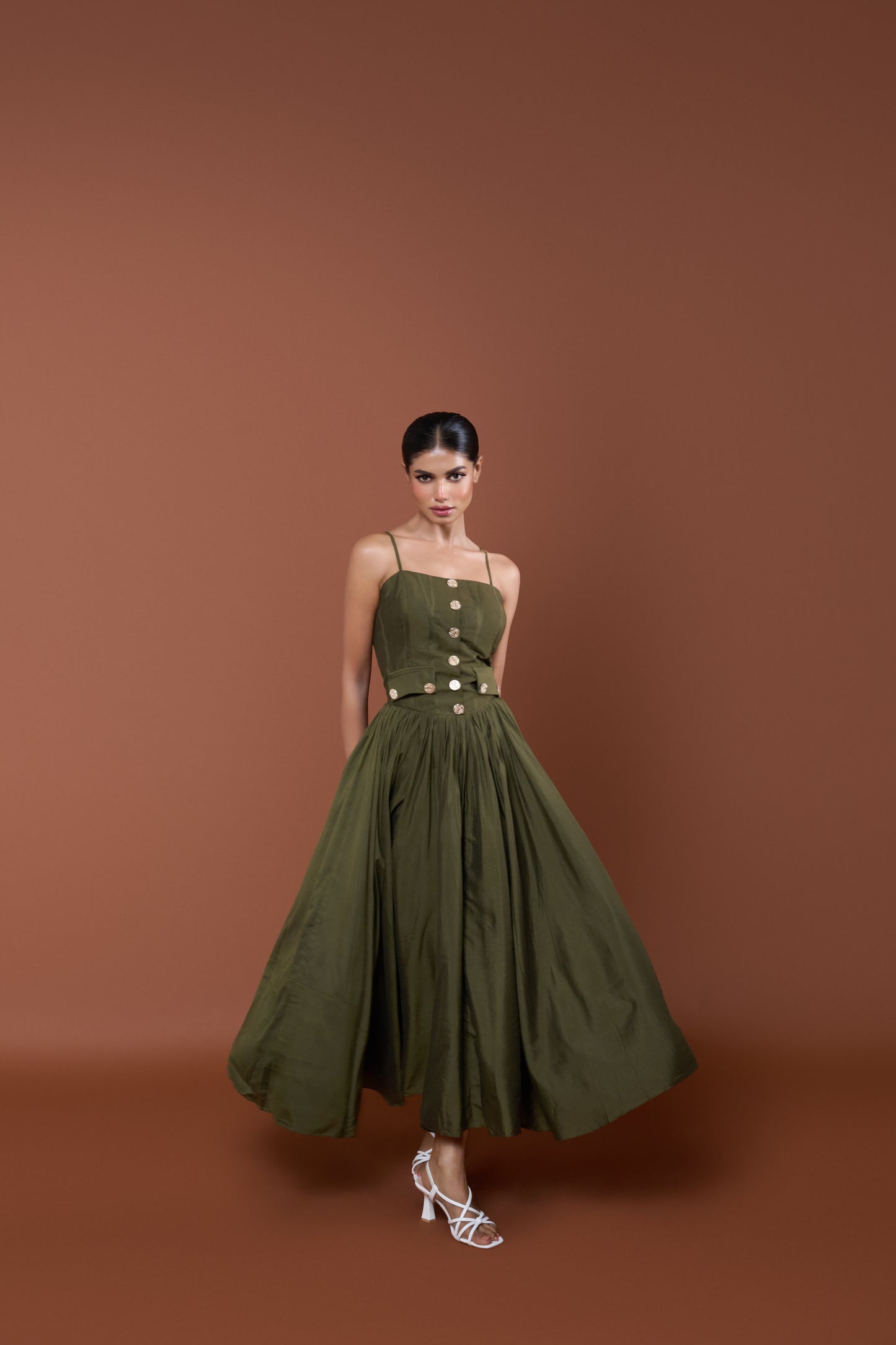 Green Strappy Long Dress