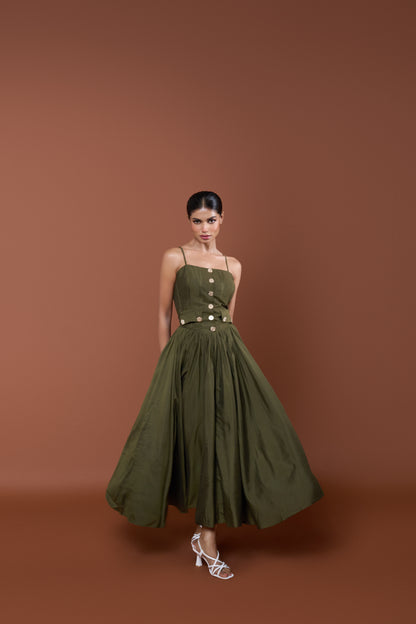 Green Strappy Long Dress