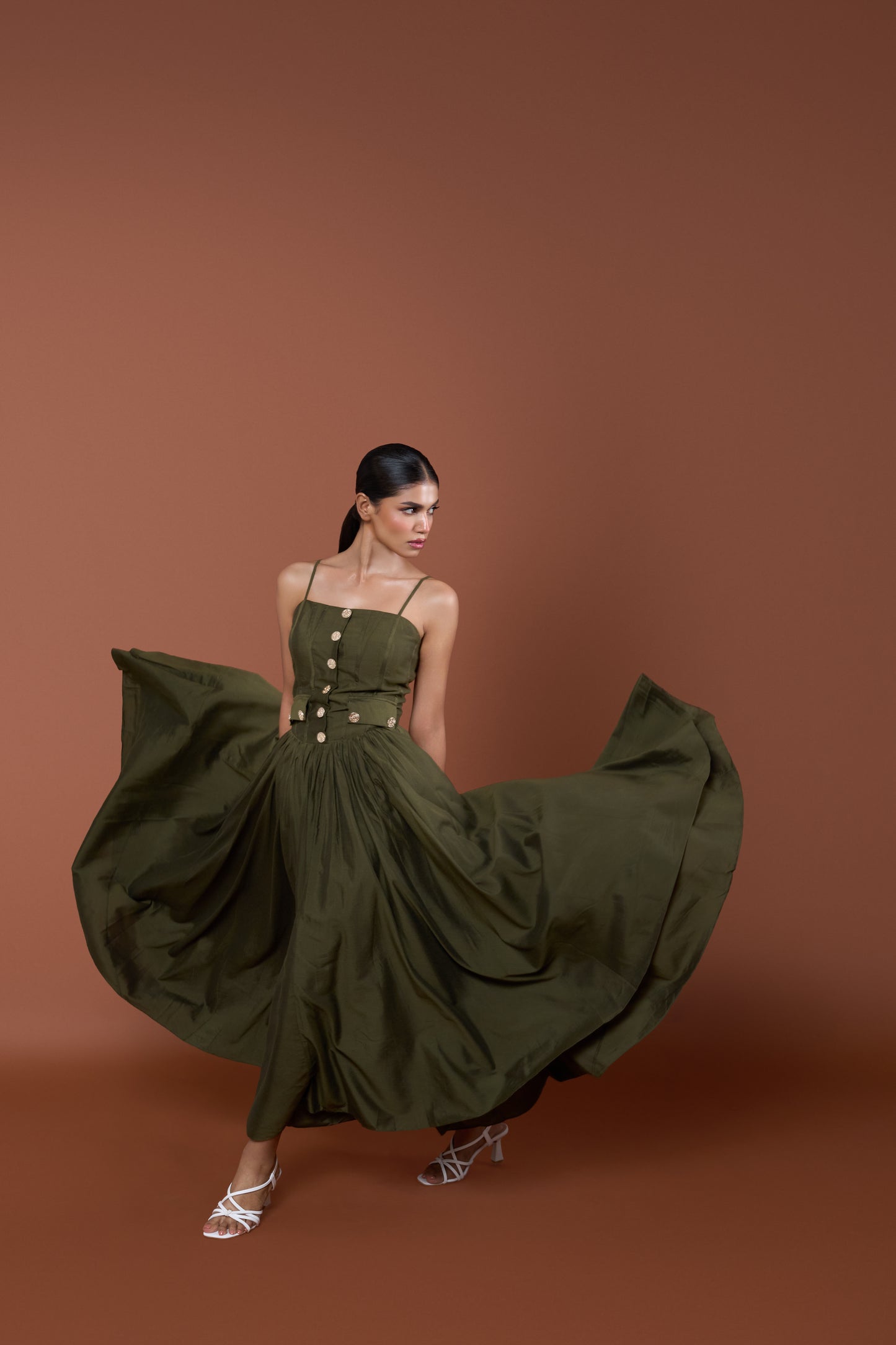 Green Strappy Long Dress