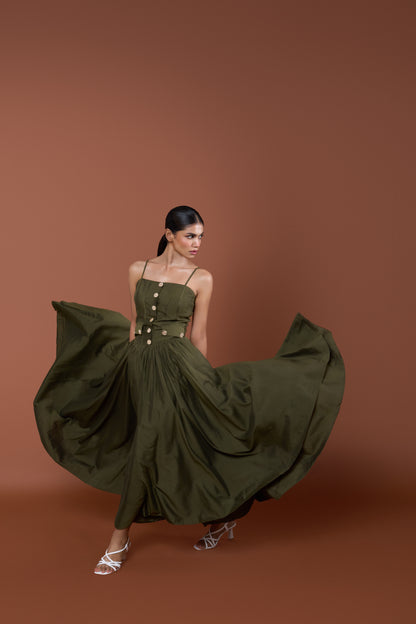 Green Strappy Long Dress