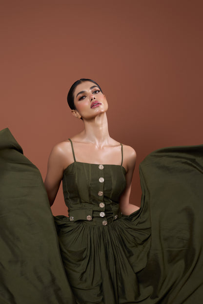 Green Strappy Long Dress