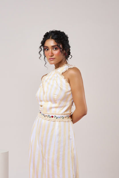 Pastel Yellow Striped Jumpsuit