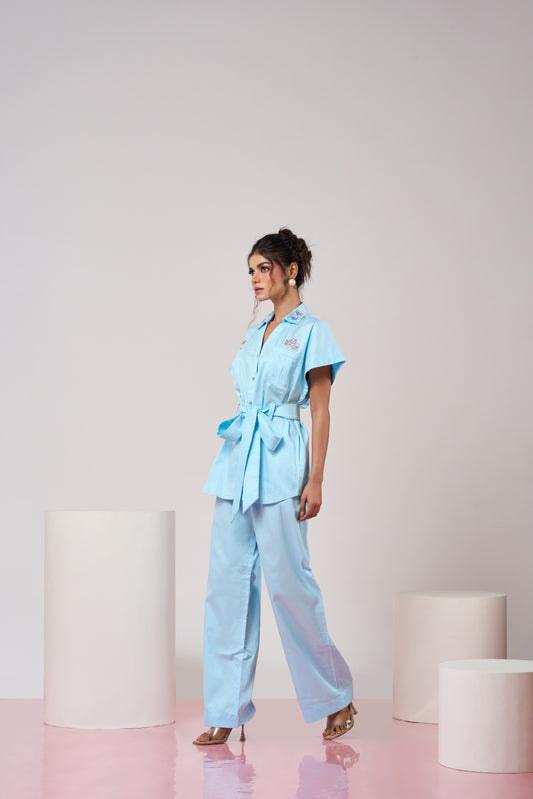 Powder Blue Embellished Co-ord Set