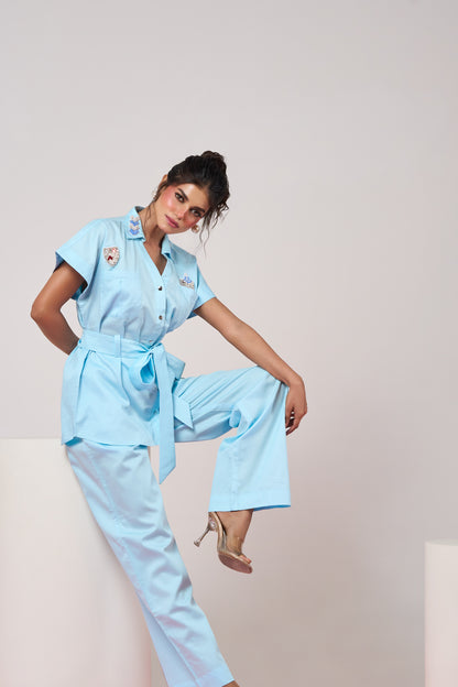 Powder Blue Embellished Co-ord Set