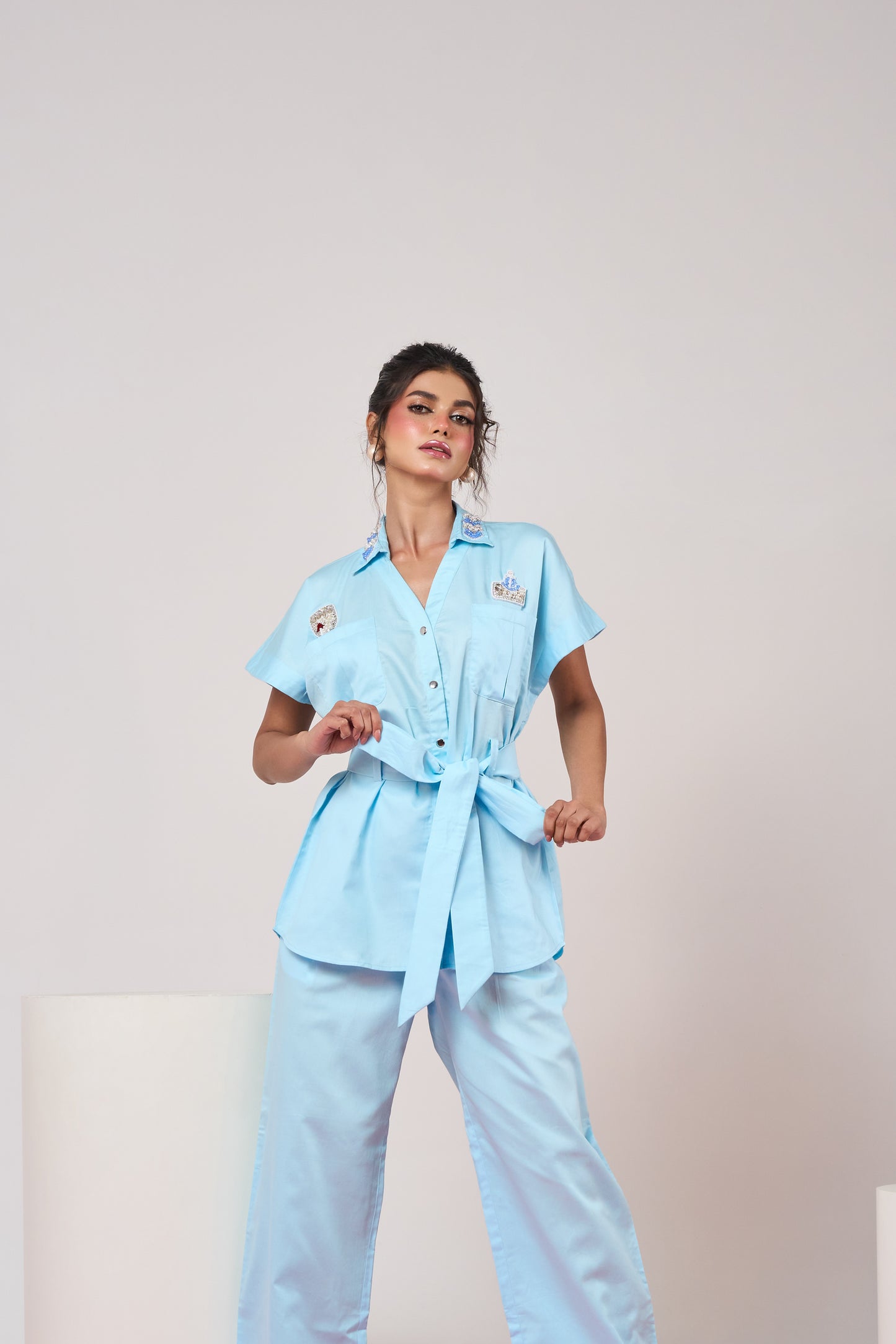 Powder Blue Embellished Co-ord Set
