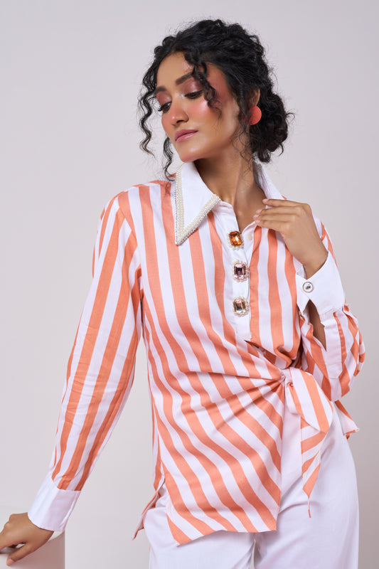 Striped Coral Top