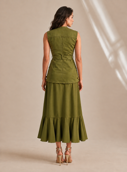 Olive Luxe Wrap Top