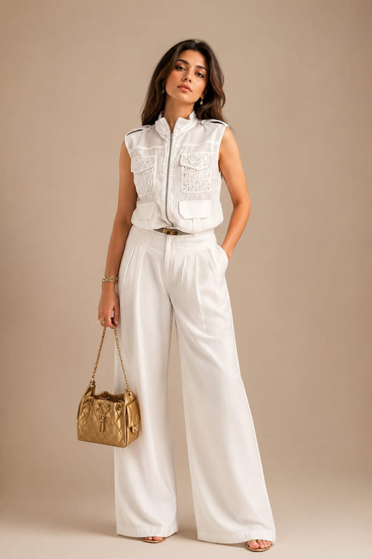 Silk Blend White Co-ord Set