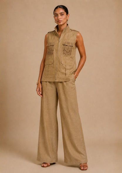 Silk Blend Tan Co-ord Set
