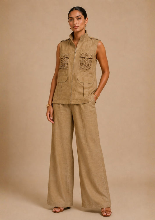 Silk Blend Tan Co-ord Set