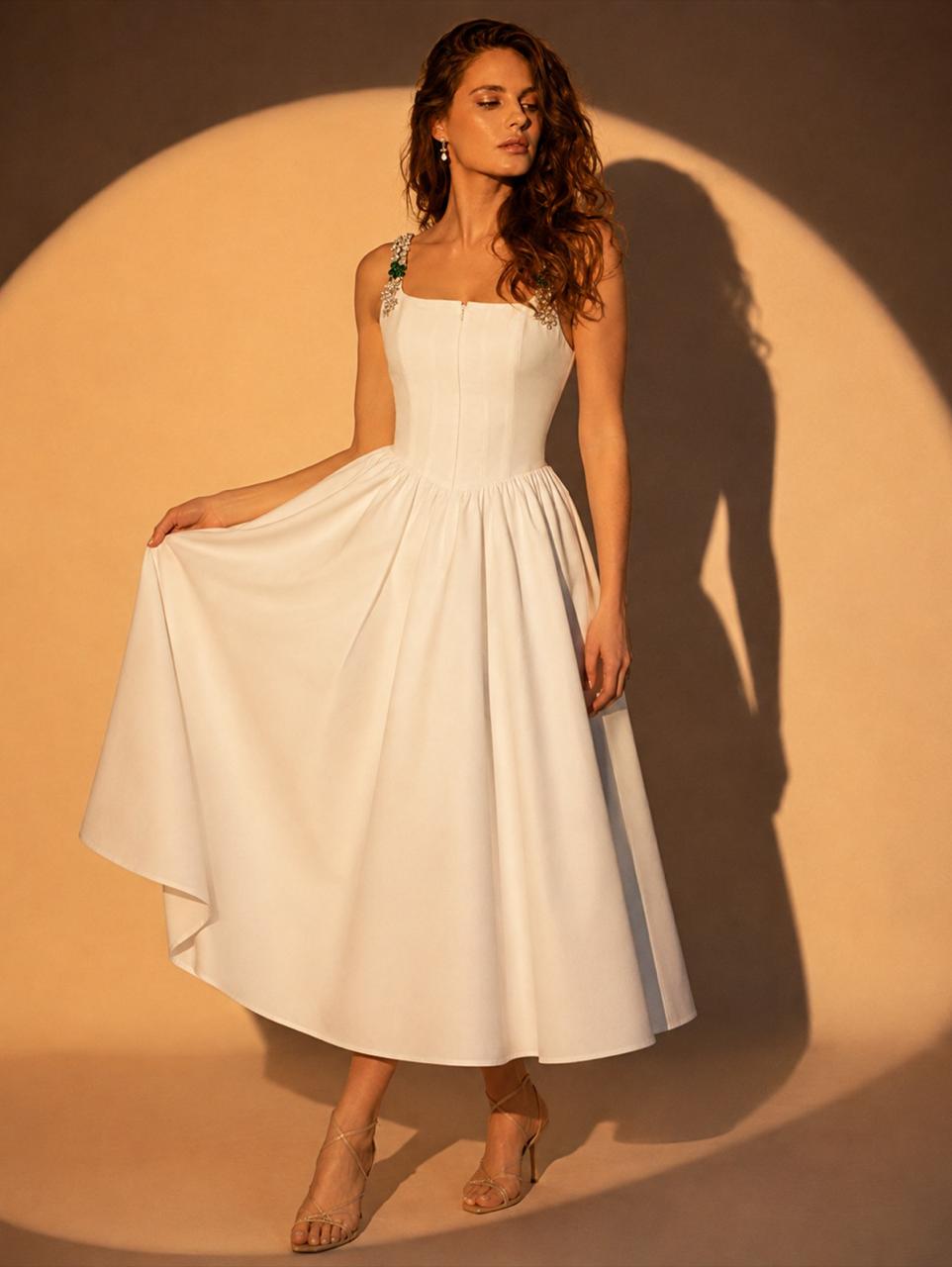 Ivory Corset Midi Dress