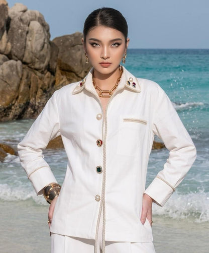 White Embellished Co-ord set